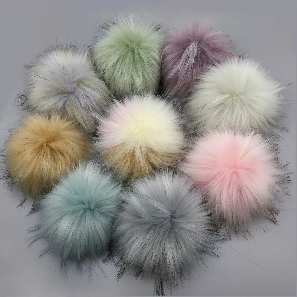 Pompoms Ball With Snap for Hat Cable Knit Beanie Hats Fluffy Pompom Detachable Faux Fur Pom Pom