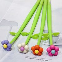 Stylo gel Kawaii Flower, stylo gel créatif en forme de fleur en silicone, mignon et coloré, petite fleur en silicone