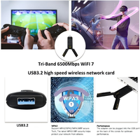 Adaptador WiFi7 de Triple Banda BE6500 USB 3.0, Dongle Inalámbrico sin Controlador, Adaptador de Red USB para Laptop y Notebook