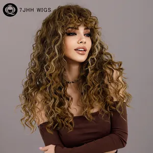 Grosir Wig Panjang Keriting Keriting, 24in Highlight Honey Blonde Deep Wave Sintetis Pelucas Afro Setengah Wig untuk Wanita Kulit Hitam