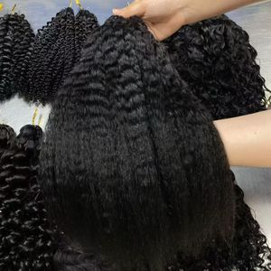 Extensions de cheveux humains <span class=keywords><strong>Remy</strong></span> Kinky Straight pour crochet, nouveau style plume, pré-bouclées, <span class=keywords><strong>sans</strong></span> nœuds, pour tressage Boho, en vrac, H6 Microlink - Product Image 2