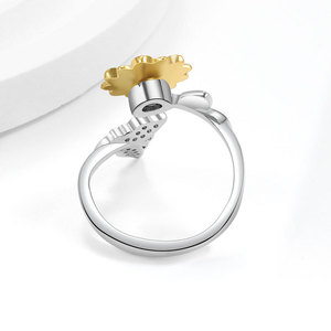 Rotating Flower Open <b>Rings</b> Butterfly Micro Insert Zircon Copper Gold Plated Designer <b>Stress</b> Relief Jewelry For Women - Product Image 5