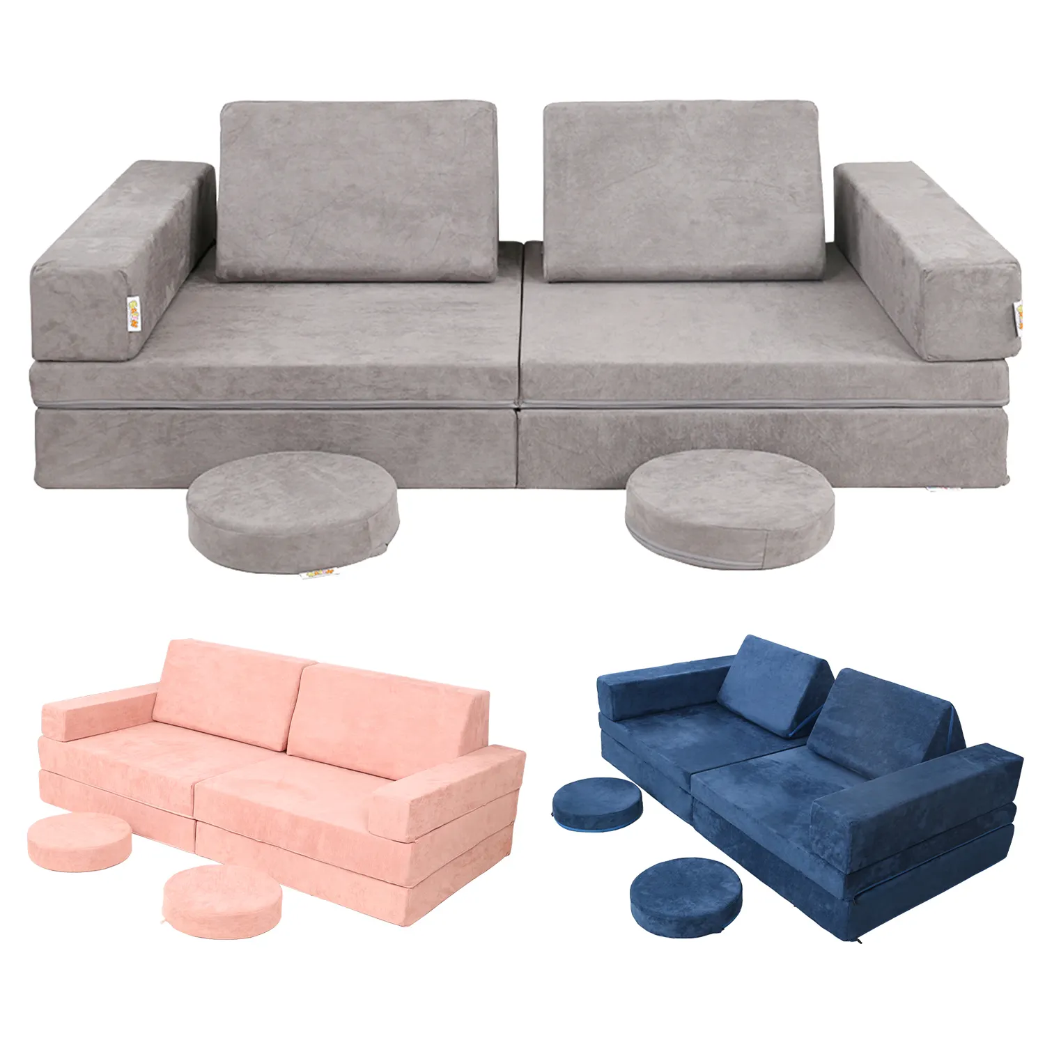 Eltern-Kind-Sofa Nugget- Couch modernes Spielzimmer Kindersofa mit Certipur-us Schaumstoff Sicherheit Kinder Weichspielcouch