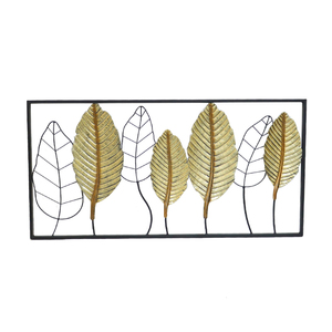 Grande decorazione trasversale da parete in metallo dorato foglie appese artigianato nero Interior <span class=keywords><strong>Design</strong></span> accessori per la casa - Product Image 1