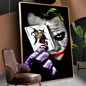 Oturma odası dekorasyon klasik süper kötü film karakter posteri ve baskılar siyah Joker portre boyama joker tuval sanat