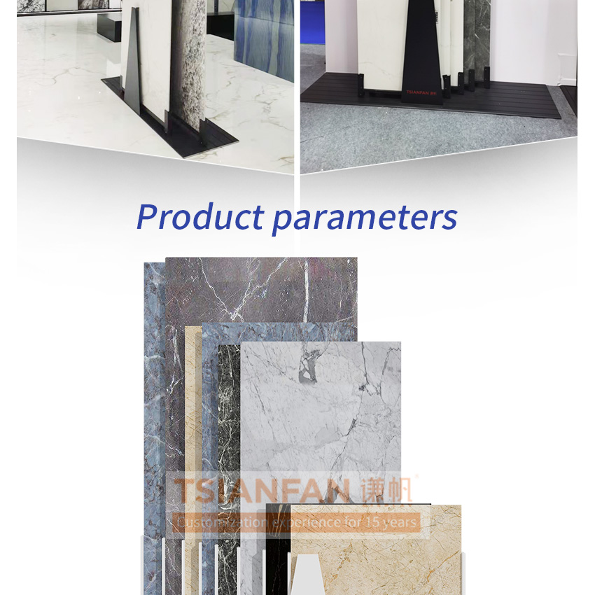 Hot Selling Sliding Type Display Marble Ceramic Tile Sample Stand Granite Showroom Slab Display Rack With Retractable Guide Rail