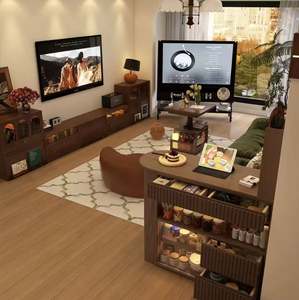 Teak & Ivory Versatile Living <b>Bookcase</b> - LED Accent Lighting & Glass Enclosure, Book+Pantry+Decor Organizer for Modern Homes - Product Image 5