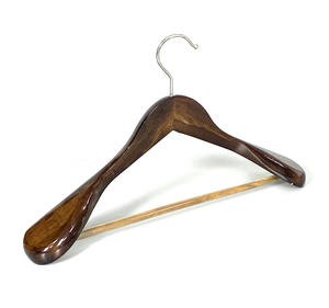 Cintres en bois de haute qualité, couleur cerisier noir naturel antique, pour costumes, avec barre antidérapante pour pantalons et robes - Product Image 5