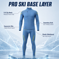 Ensemble de ski pour homme Alpine PRO, sous-vêtements thermiques respirants à séchage rapide, 2 pièces, col montant sans couture, manches longues, pour l'hiver