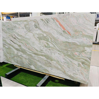 Grande dalle de quartzite vert marbré victorien poli moderne de 18 mm pour mur de fond en pierre de luxe pour hôtel