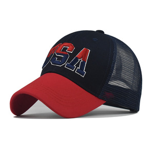 Cappellino da Baseball classico all'ingrosso cappelli ricamati grande USA e bandiera americana in maglia cappello da camionista e cappelli da Baseball in puro cotone versione - Product Image 6