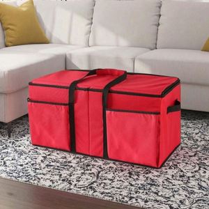 Nouvelle Arrivée - Vente Flash : Boîte de Rangement Pliable Rouge en Polyester 61x30x30cm pour Ornements de Noël avec Poignée - Sac de Rangement pour Boules - Product Image 2