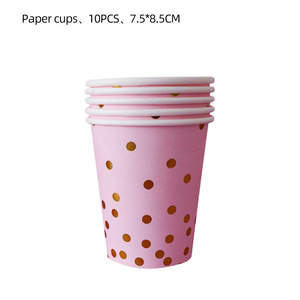 Kit de Fête d'Anniversaire Rose Doré à Pois – Ensemble Complet de Vaisselle Jetable avec Bannière, Assiettes et Gobelets pour Filles - Product Image 5