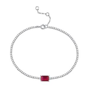 Pulsera de Silicona Ajustable con Esmeralda Cultivada en Laboratorio, Corte Esmeralda, Regalo para Parejas, Moda 2024 - Product Image 5