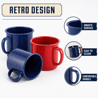 Tasse à café émaillée 12 oz, vaisselle émaillée mouchetée, tasse de camping résistante aux flammes, cadeau de Noël, ensemble couple pour lui et elle, pour l'extérieur