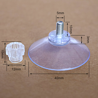 Ventouse simple en PVC de 40 mm avec tige à vis M4 et écrou M5, patin de fixation pour rangement, modèle 40-m4-8, design moderne et minimaliste