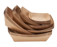 Barquette alimentaire jetable en papier kraft, forme bateau, résistante à la graisse, pour frites, snacks, poulet frit