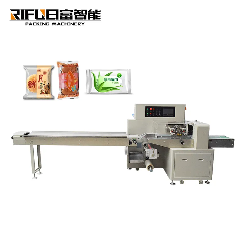 Horizontal peanut bar roll wafer hard candy pillow bag packing bread cake wrapping machine