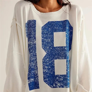 Sweat-shirt à col rond personnalisé pour femmes fournisseur de gros sweat-shirt à manches longues imprimé surdimensionné sweat-shirt de mode décontracté - Product Image 4