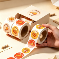 Étiquettes autocollantes personnalisées en vinyle holographique résistant à l'huile pour emballages alimentaires, rouleaux de logos pour boîtes à emporter de restaurants, burgers, frites, snacks, autocollants de marque