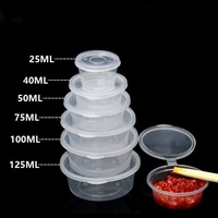 Récipient à sauce jetable en plastique PP transparent pour injection de 4oz, mini récipient à vinaigrette, bol à tremper avec couvercle à charnière