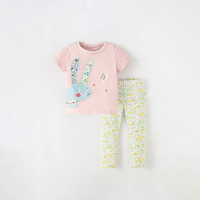 Ensemble de vêtements d'été pour enfants, t-shirt à manches courtes et pantalon à imprimé de dessin animé, vêtements d'été pour filles en 2 pièces