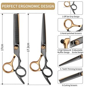 Kit de ciseaux de coiffure en acier inoxydable pour salon de coiffure, ciseaux à effiler pour droitiers, vente en gros - Product Image 3