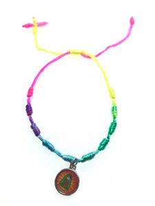 Pulsera <span class=keywords><strong>de</strong></span> Rosario con Cuentas <span class=keywords><strong>de</strong></span> Cuerda Anudada <span class=keywords><strong>de</strong></span> Colores Arcoíris, Diseño Mixto, Amuleto <span class=keywords><strong>de</strong></span> la <span class=keywords><strong>Virgen</strong></span> <span class=keywords><strong>de</strong></span> <span class=keywords><strong>Guadalupe</strong></span> para Bebé - Ajustable y Unisex - Product Image 5