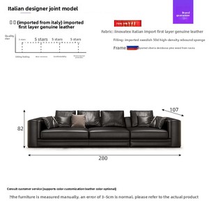 Sofá Esquinero Modular Moderno Visionnaire Babylon de Cuero Genuino con Patas de Acero Inoxidable Negro y Relleno de Esponja para Sala de Estar, Garantía de 5 Años - Product Image 6