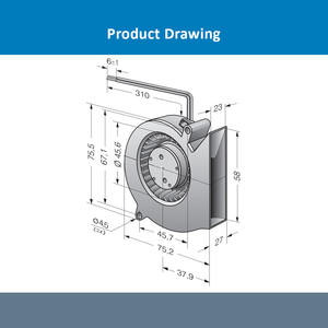 ebmpapst RL48-19/12 76*76*27mm 76027 <b>12V</b> DC 4.6W 0.42A 4400RPM 28m3/h CPU Computer OEM Ball Bearing Centrifugal Cooling Fan - Product Image 4