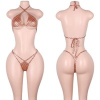 Vêtements de danse exotiques : Ensembles de performance avec soutien-gorge à lacets, string bikini, transparents, brillants, holographiques, pour soirées et clubs - Soldes de liquidation