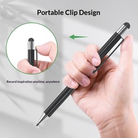 Nouveau stylet capacitif 2-en-1 en métal avec logo gravé au laser, longueur 18,5 cm, compatible avec les écrans tactiles des téléphones et tablettes