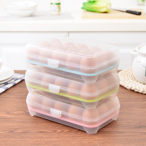 Egg <b>Storage</b> Box 15 Compartment Clip On Lid Portable <b>Kitchen</b> Travel Use Solid Color Covered Plastic Container - Product Image 1
