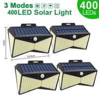 IP65 Étanche Extérieure Jardin Escalier Solaire Alimenté 4 Côtés Éclairage Mur Lampe 400LED PIR Motion Sensor Led Solaire Lumière 3 modes