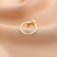 Anillo Ajustable de Latón con Gema en Forma de Cola de Pez para Mujer - Joyería Chapada en Oro de 18K Estilo Vintage Moderno y Diseño Individual