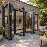 Système de porte pliante en verre aluminium avec mécanisme coulissant et pliant pour utilisation en cloison transparente intérieure et extérieure de patio