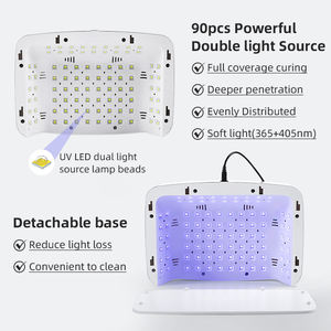 Lámpara de Curado UV LED Profesional de Alta Calidad con <span class=keywords><strong>90</strong></span> LED, 2 en 1, para Manicura, Secador de Esmalte de Uñas en Gel, 380W - Product Image 6