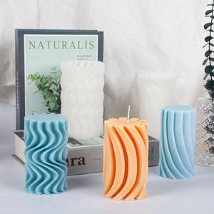 Molde de silicona cilíndrico con rayas para velas, piedras aromáticas DIY, adornos de yeso, abrasivos, modelo LZ-444, bolsa OPP, flexipan original - Product Image 3