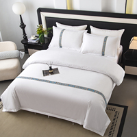Parure de lit 4 pièces en coton tissé écologique 250 fils/cm², brodée à la main, style moderne, drap de lit uni pour hôtel et chambre à coucher