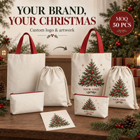 Sacs fourre-tout en toile de Noël imprimés sur mesure, sacs de shopping réutilisables en coton pour les fêtes, vente en gros