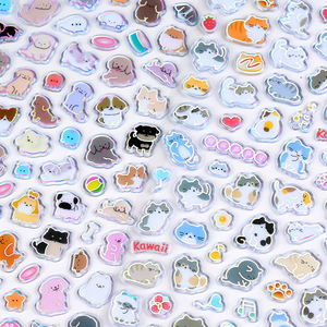 Autocollants en PVC laser 3D avec impression d'animaux de dessin animé en cristal en relief GF Creative pour coque de téléphone portable et décoration de carnet - Product Image 4