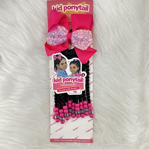 Coda di Cavallo Rosa con Glitter e Perline, Colore Rosa Cipria, 6 e 8 Pollici, Coda di Cavallo Intrecciata per Bambini con Stili Sengel Twist e Box Braid - Product Image 3