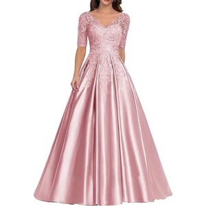 <span class=keywords><strong>Robe</strong></span> <span class=keywords><strong>de</strong></span> soirée formelle en satin pour femme, longueur ras du sol, coupe trapèze, avec appliques en dentelle, manches courtes, pour <span class=keywords><strong>mère</strong></span> <span class=keywords><strong>de</strong></span> <span class=keywords><strong>la</strong></span> <span class=keywords><strong>mariée</strong></span> ou bal <span class=keywords><strong>de</strong></span> promo - Product Image 3