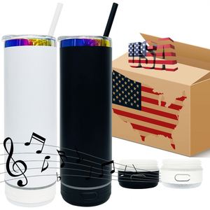 Custom logo Powder Coated <b>Music</b> Rainbow Underneath Macaron 20oz Smart Speaker Tumbler for Uv Dtf Wraps - Product Image 2