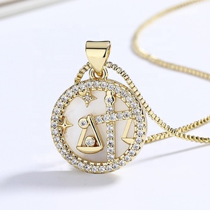 สร้อยคอชุบทองจี้<span class=keywords><strong>ราศี</strong></span>และเสน่ห์โซ่เพชรโมอิสอัญมณีเก๋ไก๋รูปทรงเรขาคณิต - Product Image 1