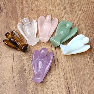 New Arrival Carved 1.5 Inch Angel Shape <strong>Stones</strong> Natural <strong>Red</strong> Quartz Gray Agate Yellow <strong>Jade</strong> Angle Jewelry for Diy Necklace Pendant - Product Image 3