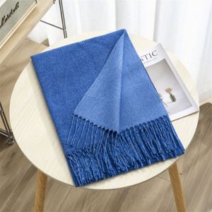 Bufanda Larga de Invierno al por Mayor con Borlas, Chal de Pashmina de Doble Cara de Color Liso, Bufandas Cálidas de Lujo de Cachemira para Mujer - Product Image 3