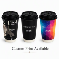 Gobelets en papier jetables à double paroi avec logo personnalisé, 90 mm, 500 ml, 700 ml, pour café chaud et thé, avec couvercles assortis, vente en gros