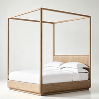 Lit à baldaquin personnalisable en bois massif naturel, style de luxe, écologique, pour opérateurs de villas et de manoirs