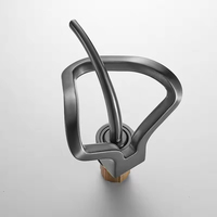 Robinet mélangeur mural cascade de luxe moderne gris laiton à trou unique avec cartouche céramique pour lavabo de salle de bain